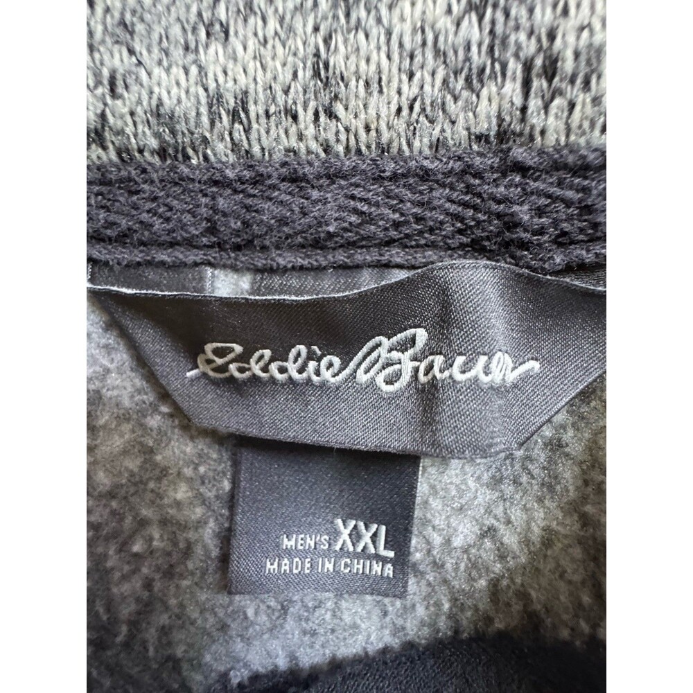 Eddie Bauer Men's Snap Pullover Fleece Sweater Gray Heather Knit Outdoor 2XL EUC - Picture 5 of 7